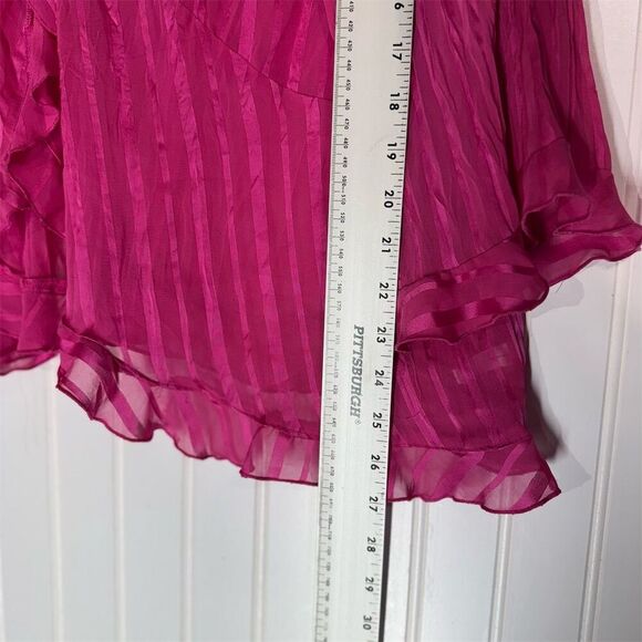 Fashion Bug Sheer Pink Ruffle Blouse 2X Whimsigoth Romantic Fairycore Tie Front - Picture 7 of 8
